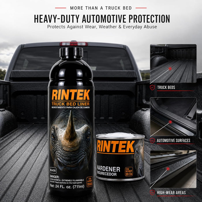 LAUCO Rintek Urethane Spray 1 Gallon Black Bedliner Coating, Heavy-Duty Polyurethane Protective Truck Bed Liner Paint, Waterproof Anti-Slip Impact-Resistant Automotive Coating 95096