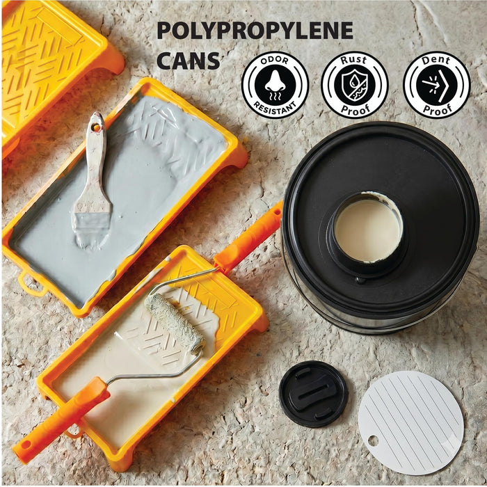 Lauco 2-Pack Plastic Paint Cans with Lids, 1 Gallon Unlined Storage Containers – Durable Tinplate Buckets for Paint, Solvents, Craft Supplies & DIY Projects