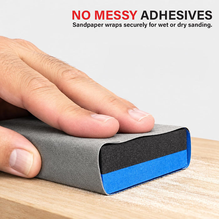 LAUCO EVA 2-Pack Double-Sided Semi Rigid Sanding Blocks Sponge for Woodworking, Furniture Finishing, Drywall Sanding, Metal Surface Prep, Paint preparation and Color Sanding 57044