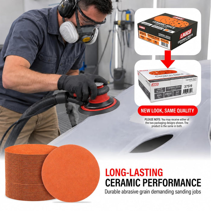 Premium 6" Hook and Loop Sanding Discs (Box of 50) - Hook and Loop Backing Discs for DA Orbital Sanders - Automotive Sanding Wood Furniture Finishing (GRIT-120) 25959
