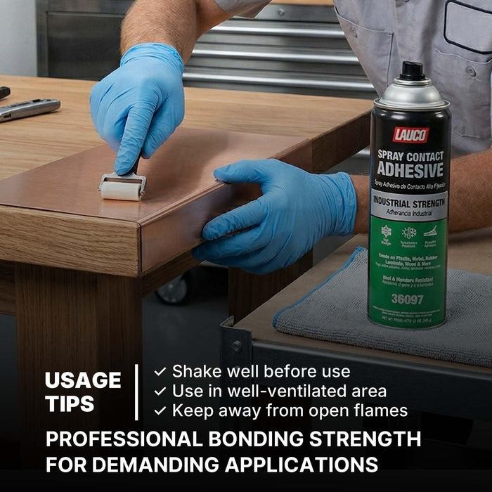 LAUCO Spray Adhesive Contact 13oz, Pack of 1, Industrial Strength Heavy Duty Glue for Wood, Metal, Plastic & Rubber, Heat & Moisture Resistant Fast Bond Multi-Surface Spray Adhesive