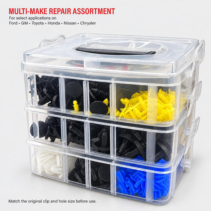 Car Door Trim Panel Clips Kit Set D (620 Pieces) 22 Types of Clips, Bumper Push Fastener Rivet Clips, Expansion Screws Replacement Kit 9054