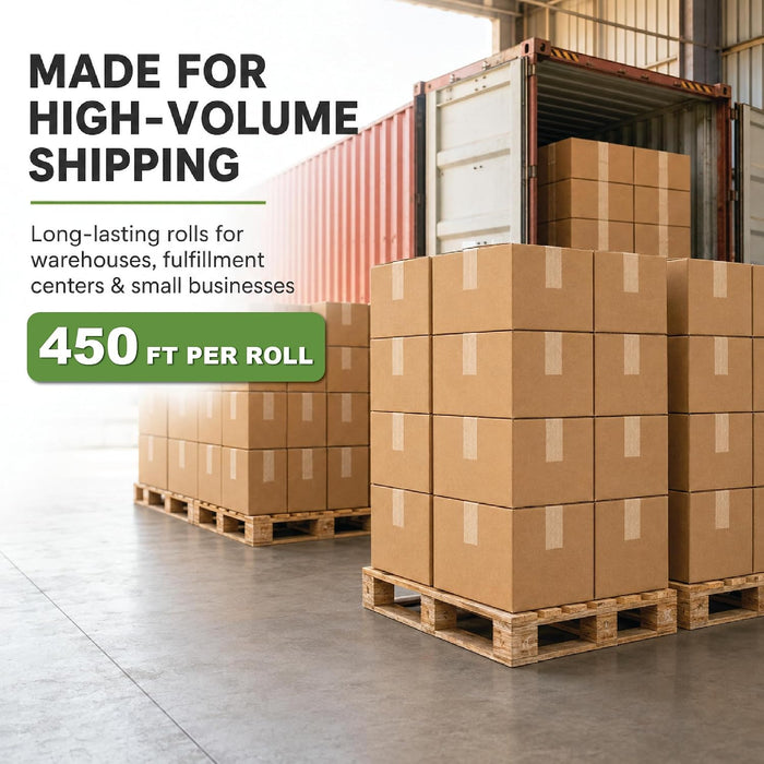 LAUCO Gummed Paper Tape 3" x 450' – Water Activated Kraft Packing Tape with Fiberglass Reinforcement – Heavy Duty, Tamper Evident Shipping Tape – Biodegradable – 10 Rolls