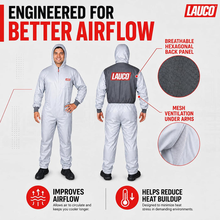 Reusable Paint Suit Spray Coverall with Hood, Small, Anti-Static Silicone-Free Protective Suit, 98% Polyester 2% Carbon Fiber