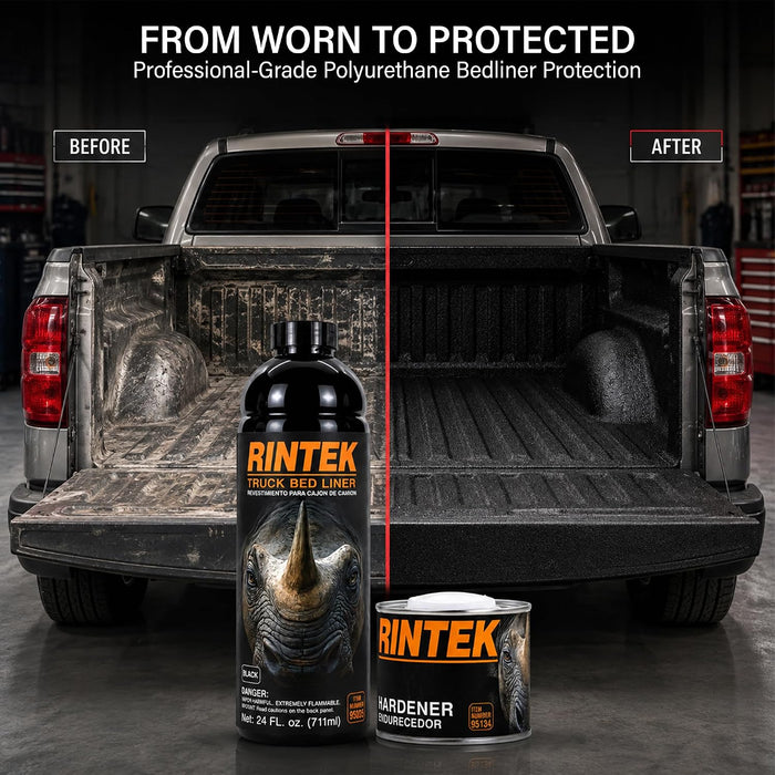 LAUCO Rintek Urethane Spray 1 Gallon Black Bedliner Coating, Heavy-Duty Polyurethane Protective Truck Bed Liner Paint, Waterproof Anti-Slip Impact-Resistant Automotive Coating 95096