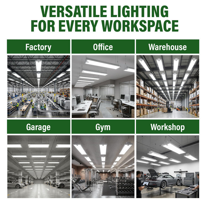 LAUCO LED Linear High Bay Light, 4FT 300/260/230w Selectable120-277V, Power 46,200LM, 4000k/5000k Adjustable with Built-in Occupancy Sensor Slots, UL Listed Certification, 2 Pack, 40297