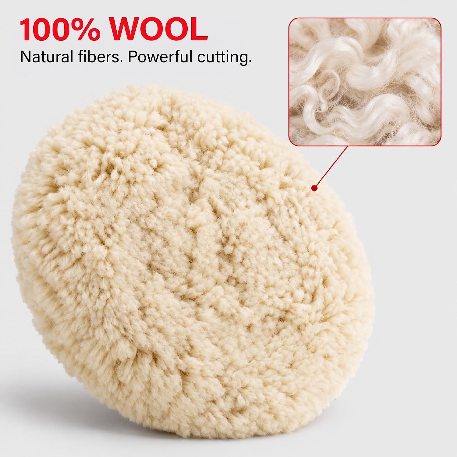 Heavy-Duty Wool Compounding Pad 8 Inch (Hook & Loop) | Professional Buffing and Polishing Pad for Rotary Polisher | Aggressive Cutting, Buffing, and Auto Detailing 8996 8996
