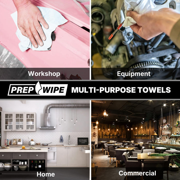 26029 Prep Wipe WHITE Lint Free Cleaning Towels Pack of 300 Sheets, 10" x 14" (1 Box) - Multi-purpose, Reusable, Perforated, Industrial Grade Perforated Sheets
