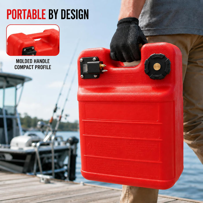 Marine Fuel Tank 6.34 Gallon, Portable Boat Gas Tank with 9.8 FT Fuel Line, Primer Bulb, Marine Connector, Fuel Level Gauge and Vented Cap for Outboard Motors