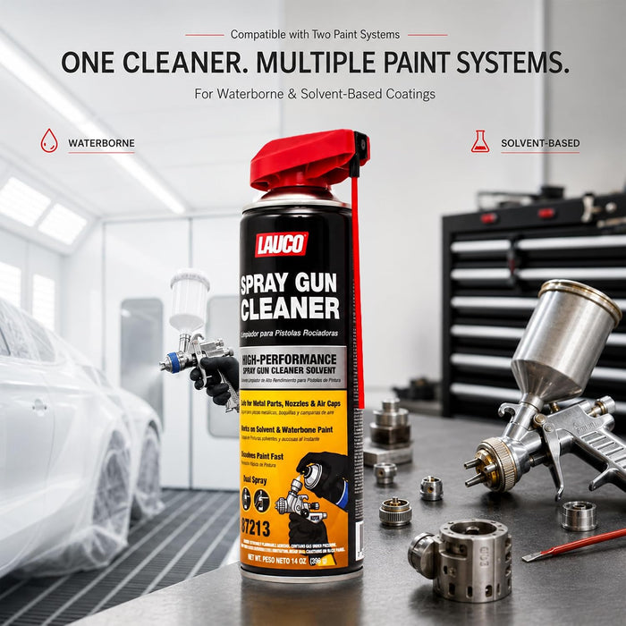 LAUCO Spray Gun Cleaner 14 oz, Pack of 6, High-Performance Paint Gun Cleaner Solvent, Fast Dissolving Aerosol for Waterborne & Solvent Paint, Dual Spray Precision Cleaner for Nozzles 87213
