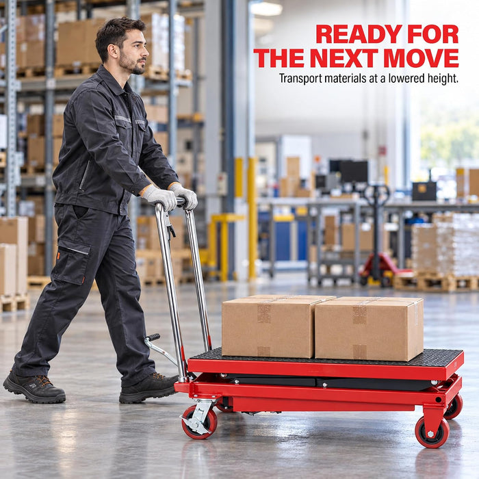 Hydraulic Scissor Lift Cart 770 Lbs, 50-Inch, Double Scissor Lift Table