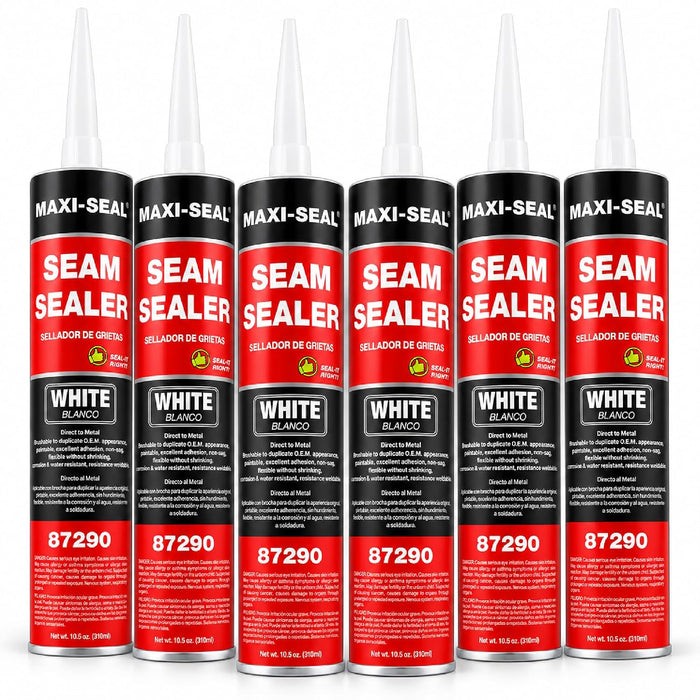 Maxi-Seal Gray Polyurethane Seam Sealer (6-Pack, 10.5oz Tube) | Durable & Flexible Auto Body Joint Compound | Brushable Automotive Filler to Duplicate OEM Finish (87292)