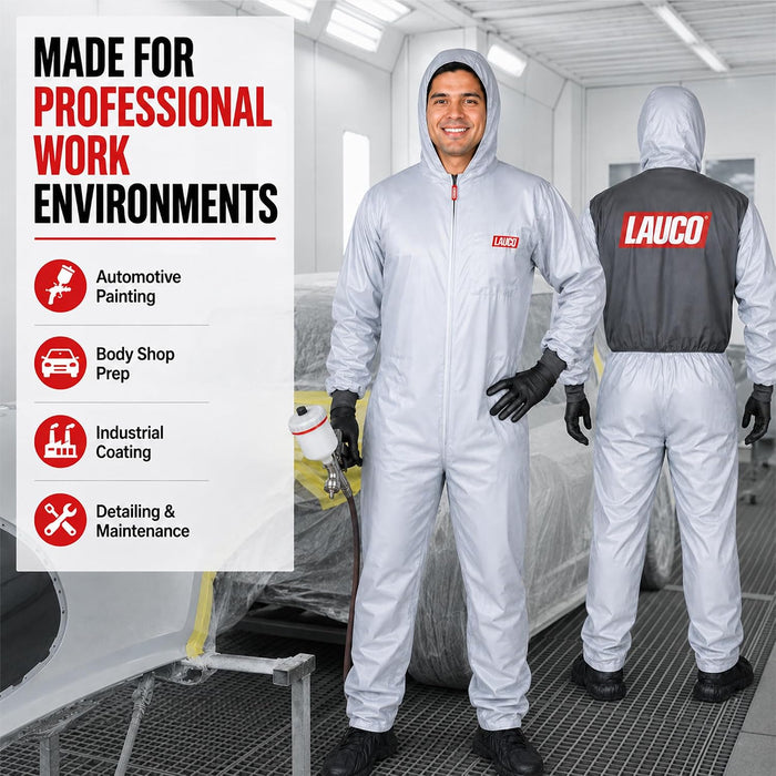 Reusable Paint Suit Spray Coverall with Hood, Small, Anti-Static Silicone-Free Protective Suit, 98% Polyester 2% Carbon Fiber