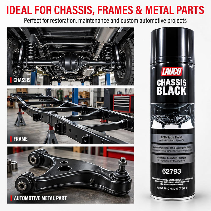 LAUCO Chassis Black 13 Oz, Pack of 6, OEM Satin Finish Coating, 62793