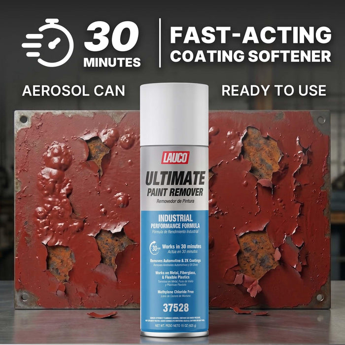 LAUCO Ultimate Paint Remover Spray Industrial Strength Fast Acting Paint Stripper Removes Automotive Coatings 2K Finishes Works on Metal Fiberglass and Chloride Free 37528 (2)
