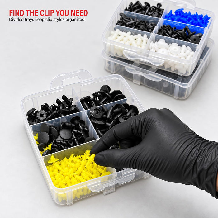 Car Door Trim Panel Clips Kit Set D (620 Pieces) 22 Types of Clips, Bumper Push Fastener Rivet Clips, Expansion Screws Replacement Kit 9054