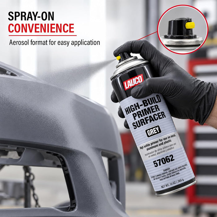 LAUCO High-Building Primer Surfacer Grey 13oz Aerosol Spray Can - Pack of 2 - For Automotive and Industrial Use 57062