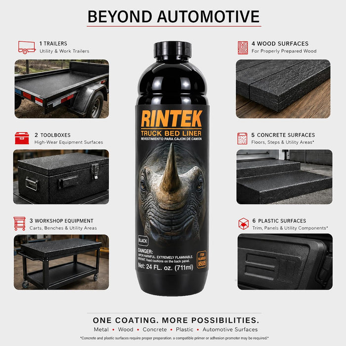LAUCO Rintek Urethane Spray 1 Gallon Tintable Bedliner Coating, Heavy-Duty Polyurethane Protective Truck Bed Liner Paint, Waterproof Anti-Slip Impact-Resistant Automotive Coating, With Spray Gun 95122