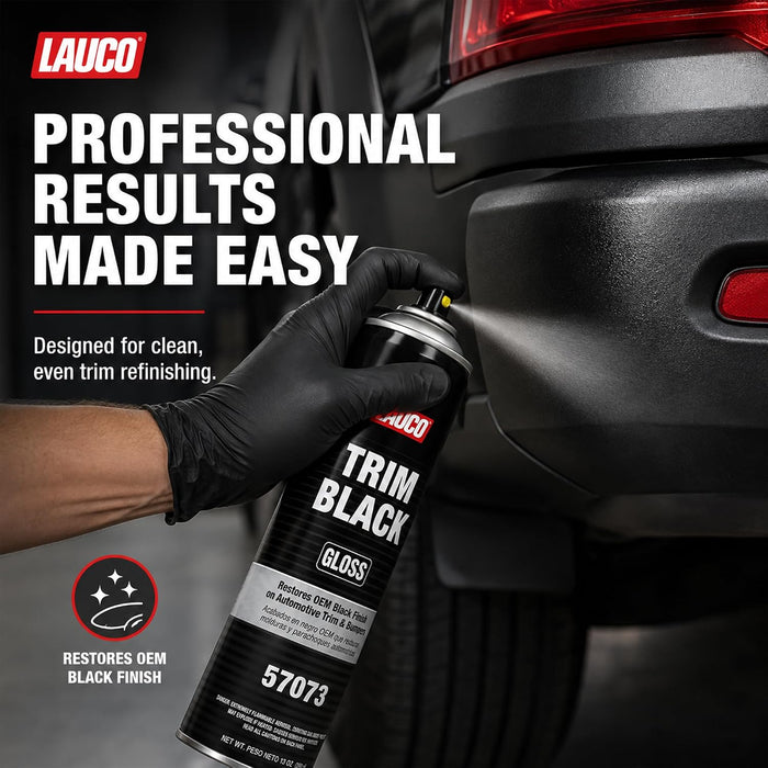 Trim Black Gloss 13 oz. Automotive Spray Paint Can with Gun - Pack of 12 - Black Car Spray Paint with Gloss Finish - Designed for Plastic, Aluminum, Steel and Stainless Steel 57073