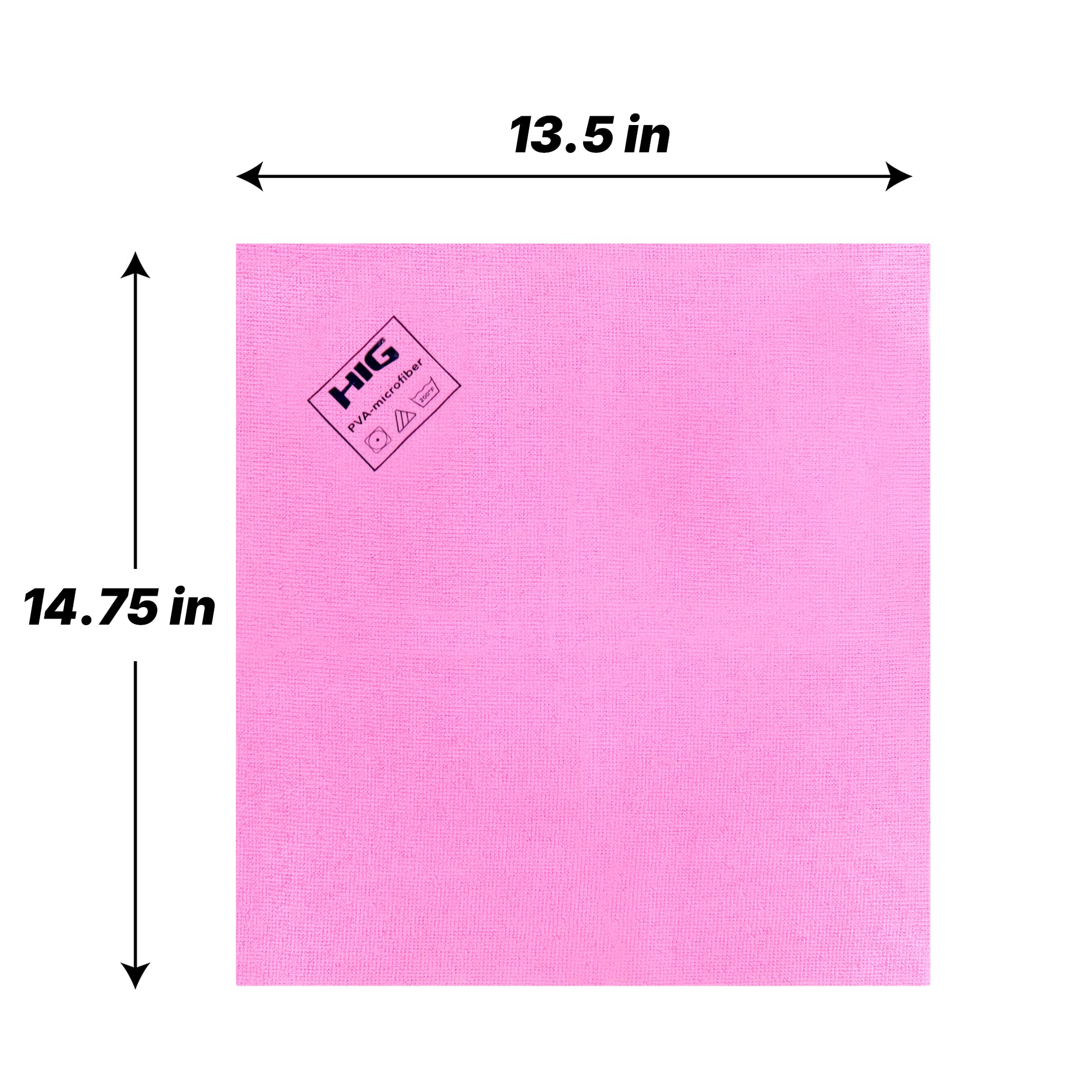 HIG PVA Microfiber Cleaning Towels, Professional Grade Synthetic Chamois Cloths for Streak Free Shine, Ultra Absorbent, Smooth & Reusable All-Purpose Cleaning Rags for Home, Car & Kitchen (5, Pink)