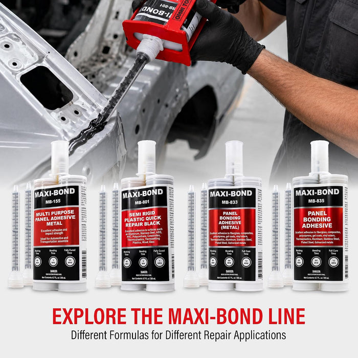 Maxi-Bond Panel Bonding Adhesive MB-835 – Two-Part Epoxy Adhesive, Non-Sag, High Strength for Metal, Fiberglass, Plastic & Composite Panels – Includes Mixing Nozzles, 200 mL (6.75 oz)