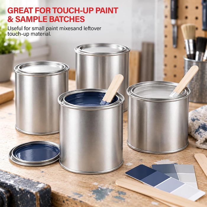 LAUCO Empty Paint Cans with Lids, 16 oz (Pint), 6 Pack, Durable Tin-Plated Steel Metal Storage Containers for DIY Projects, Crafts, Workshop Organization & General Storage 9073