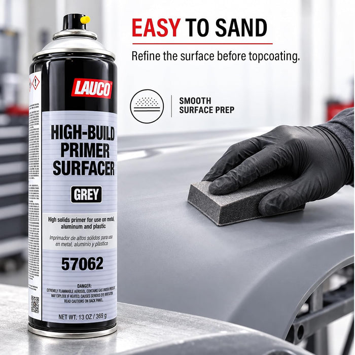 LAUCO High-Building Primer Surfacer Grey 13oz Aerosol Spray Can - Pack of 2 - For Automotive and Industrial Use 57062