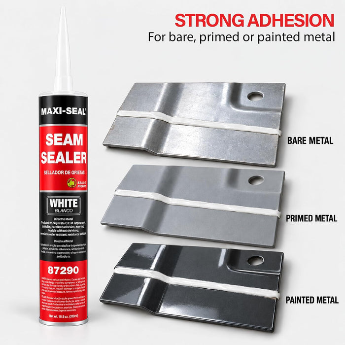 Maxi -Seal Polyurethane Seam Sealer Automotive - Gray, 10.5oz Tube - Durable & Flexible Auto Body Filler - Seam & Joint Compound for Bare or Painted Surfaces - Brushable to Duplicate O.E.M (1 Pack)