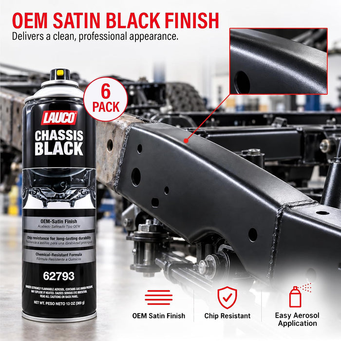 LAUCO Chassis Black 13 Oz, Pack of 6, OEM Satin Finish Coating, 62793