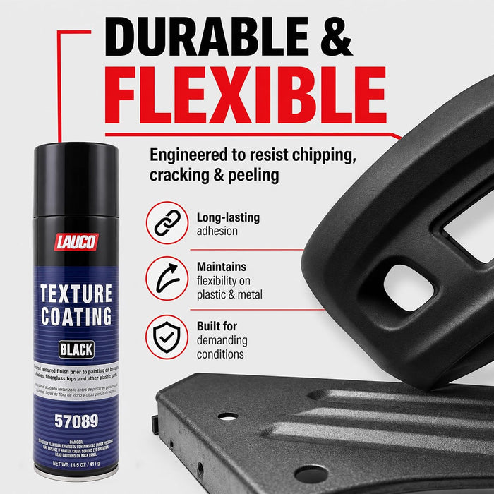 LAUCO Texture Coating Black 14.5oz Aerosol Spray Can with Aerosol Spray Gun - Pack of 6 - For Automotive and Industrial Use 57089