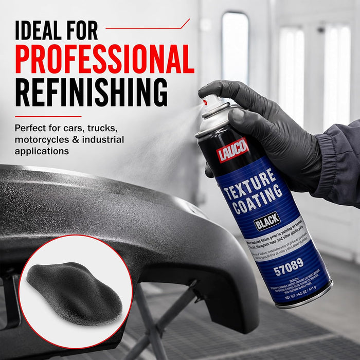 LAUCO Texture Coating Black 14.5oz Aerosol Spray Can - Pack of 2 - For Automotive and Industrial Use 57089
