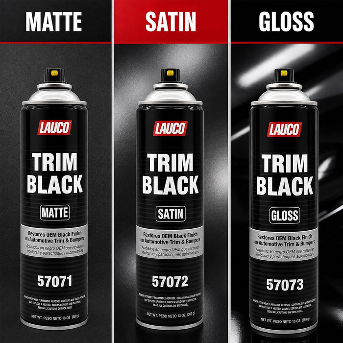 LAUCO Trim Black Gloss Automotive Spray Paint – 13 oz Aerosol Can for Plastic, Aluminum, Steel & Stainless Steel Trim – Durable OEM Finish 57073