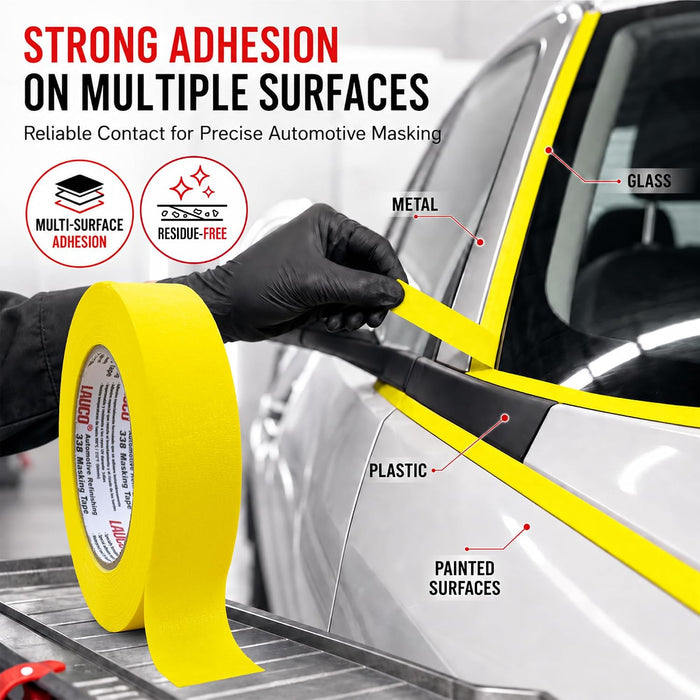 Automotive Masking Tape Yellow Painters Tape for Car Painting, High Temperature Resistant Refinishing Tape, Clean Removal No Residue, Professional Auto Body Shop Masking Tape Bulk (1.4in-6rolls) 37532
