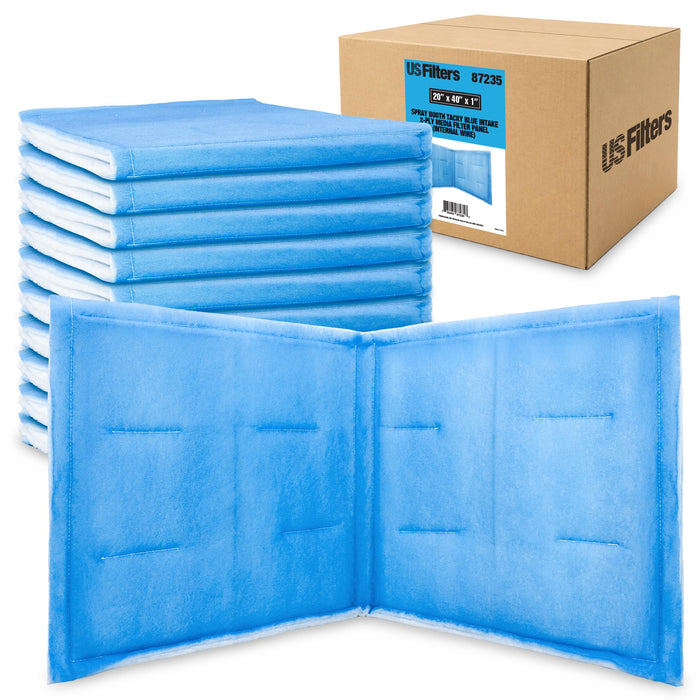 Paint Booth BI Fold 20" x 40" x 1" Tacky Intake Filter Pad for Cross Draft Style Paint Booths (Internal Wire) - 10 Filter per Box (Value of 20 Filters) (20" x 40")