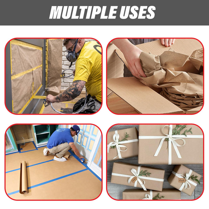 LAUCO Masking Paper Automotive Painters Multi-Purpose 18” x 9000” (750') - Cover Automotive Surface, Packing, Moving, Gift Wrapping, Postal, Shipping, Parcel, Wall Art, Bulletin Boards (2 Rolls)