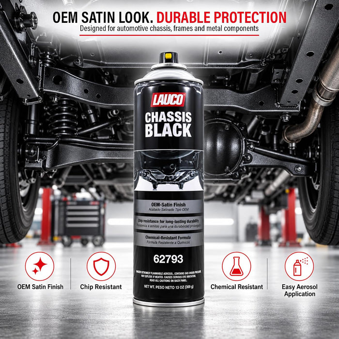 LAUCO Chassis Black 13 Oz, Pack of 6, OEM Satin Finish Coating, 62793