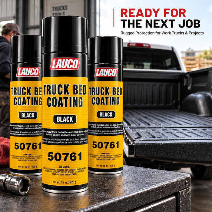 LAUCO Truck Bed Coating Black Aerosol Spray, Pack of 1, 15oz, Textured Non, Skid Finish, Scratch and Rust Protection for All Truck Beds, Tailgates, Bed Rails 50761