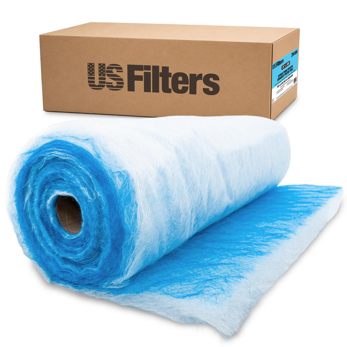 Lauco ﻿﻿Premium Paint Spray Booth Exhaust Filter Roll - 24 Inches x 100 Feet - 18 Gram Heavy-Duty Blue Fiberglass Paint Arrestor - Captures Traps Overspray Paint Particles in Autobody Booths 26456