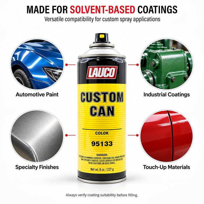 Pre-Charged Custom Fill Aerosol Can (8 oz, 2-Pack) | Universal Solvent Blend for Automotive & Industrial Custom Paint Refills 95133
