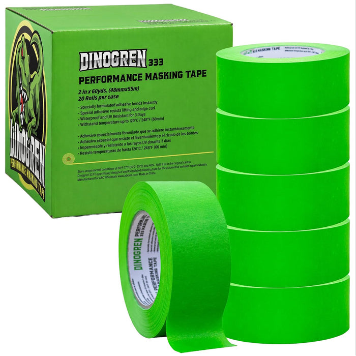 LAUCO DINOGREN High Performance Masking Tape for Car Paint 2 inches, 20 Rolls Heat & Water Resistant, Multi-Purpose Green 07767