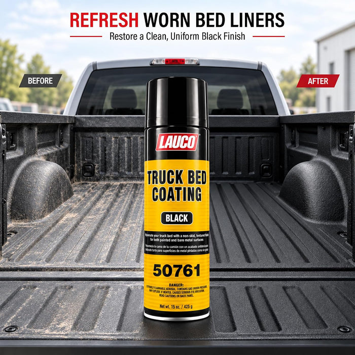 LAUCO Truck Bed Coating Black Aerosol Spray, Pack of 1, 15oz, Textured Non, Skid Finish, Scratch and Rust Protection for All Truck Beds, Tailgates, Bed Rails 50761