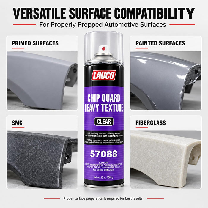 Heavy Texture Chip Guard 14 oz Clear Aerosol Spray Can with Aerosol Spray Gun - Pack of 6 - Durable, Acrylic Coating Protects Lower Panels From Impact, Chipping & Abrasion, Matches Medium to Coarse OEM Textures - Clear 57088