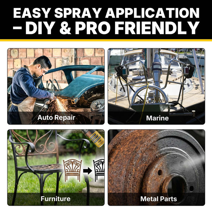 LAUCO Rust Converter Spray 13oz Pack of 6, Fast Dry Rust Remover & Converter, Converts Rust to Protective Black Coating, Anti-Corrosion Metal Treatment for Automotive, Tools & Steel Surfaces 37522