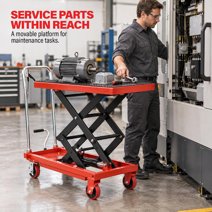 Hydraulic Scissor Lift Cart 770 Lbs, 50-Inch, Double Scissor Lift Table