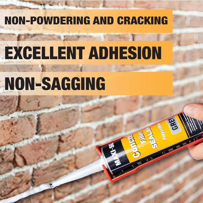 Maxi-Seal Concrete Filler Sealant, Concrete Crack Repair, Polyurethane Concrete and Masonry Sealant for Vertical and Horizontal Surface, Non-Sag,Gray,10.5 oz (6) 87270