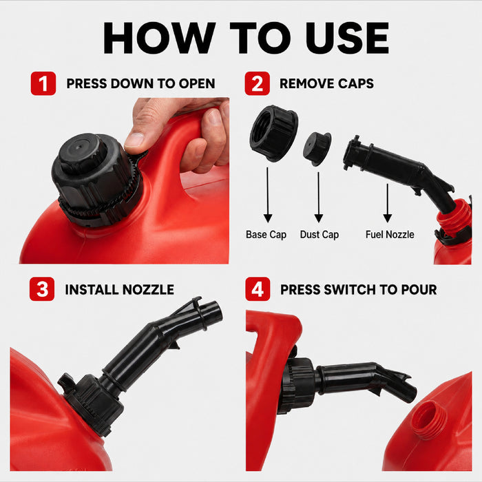 Portable Fuel Tank, Gas Container, 5 Gallon Gas & Diesel Container with Transfer Hose and Nozzle, Mobile Fuel Storage for Boats, Docks, Farm, Shop & Garage