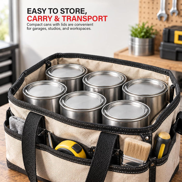 LAUCO Empty Paint Cans with Lids, 16 oz Pint Metal Paint Cans, 12 Pack, Durable Tin-Plated Steel Containers for Paint Storage, Crafts, DIY Projects, Workshops & Home Use 9073