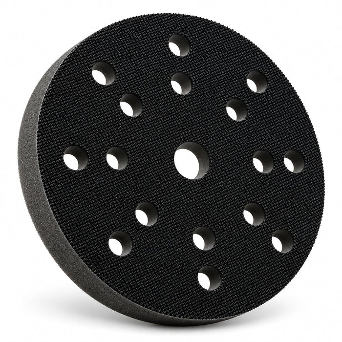LAUCO 6-Inch Soft Interface Pad – 15-Hole Hook & Loop Foam Cushion Buffer Pad for Dual Action & Random Orbital Sanders – Vibration Reduction, Edge Control & Contour Sanding (Black) 09063