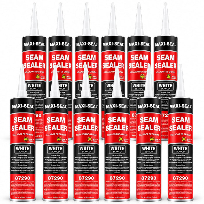 Maxi-Seal Gray Polyurethane Seam Sealer (12-Pack, 10.5oz Tube) | Durable & Flexible Auto Body Joint Compound | Brushable Automotive Filler to Duplicate OEM Finish (87292)