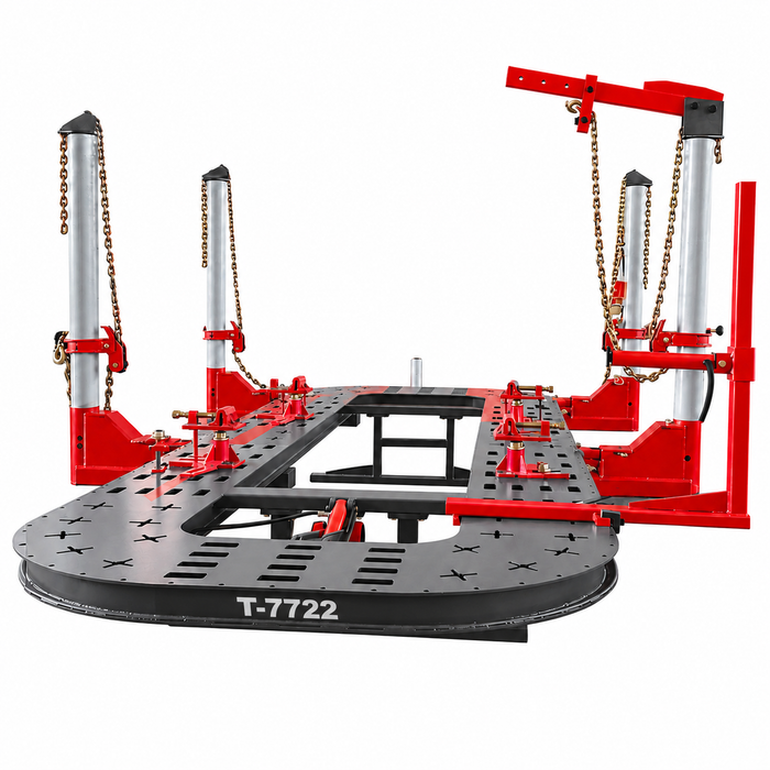 Auto Body Frame Machine, 22 Ft Heavy Duty Q355 Steel Platform, 7,700 Lb Lifting Capacity, Dual 10-Ton 360° Pulling Towers, Vehicle Frame Alignment System, T-7722